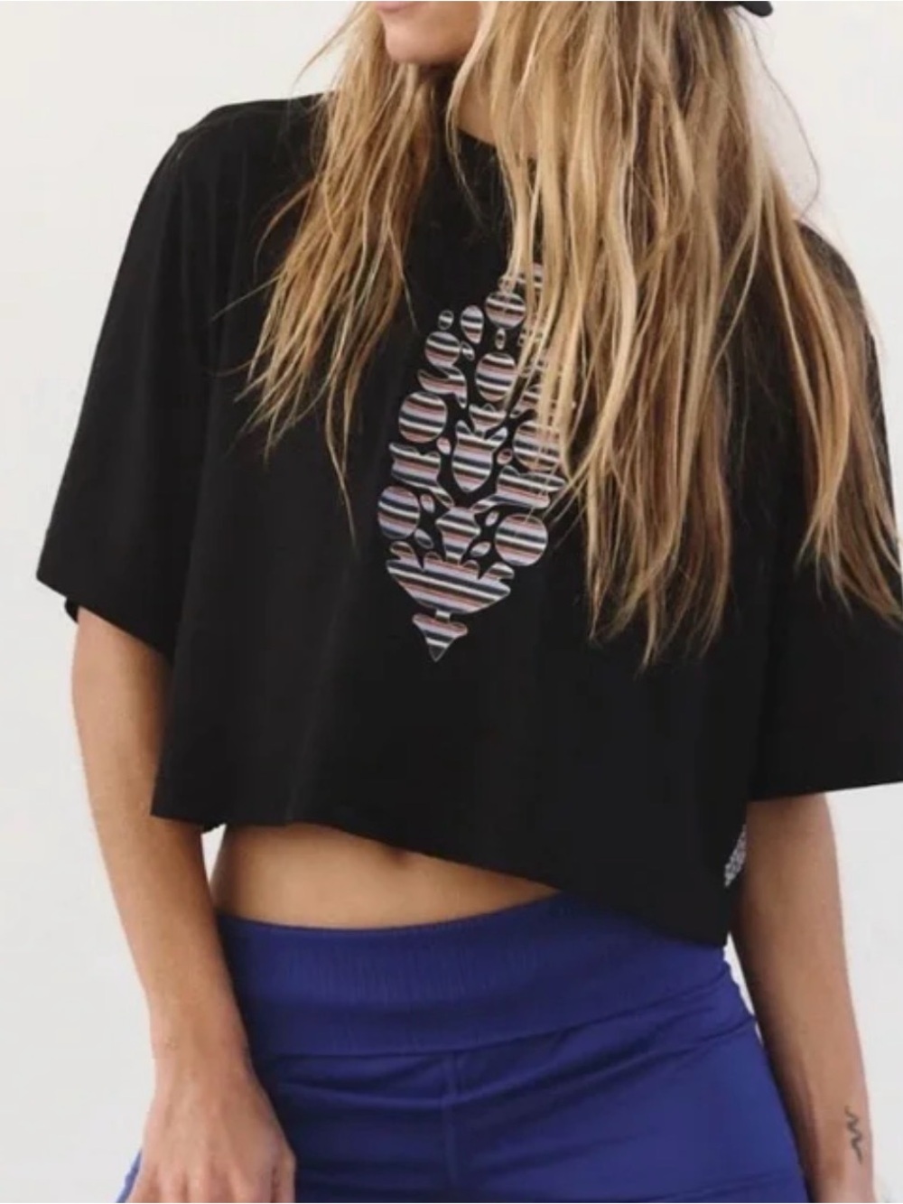 Free People Tempo Logo Cropped Boyfriend Tee, Medium (worn Once)